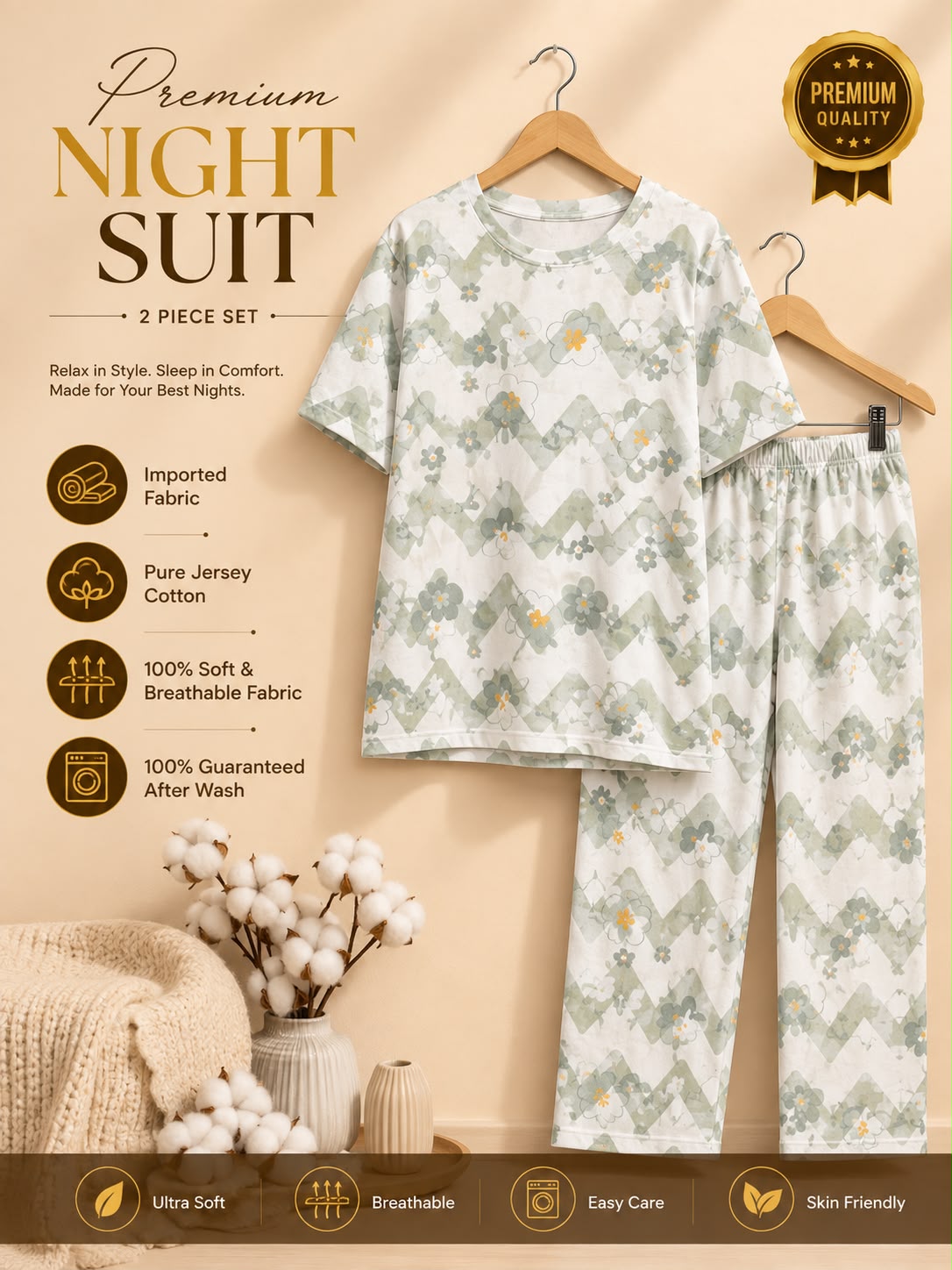 🎁 Premium Love Print Night Suit Set – Trendy & Comfortable 💖