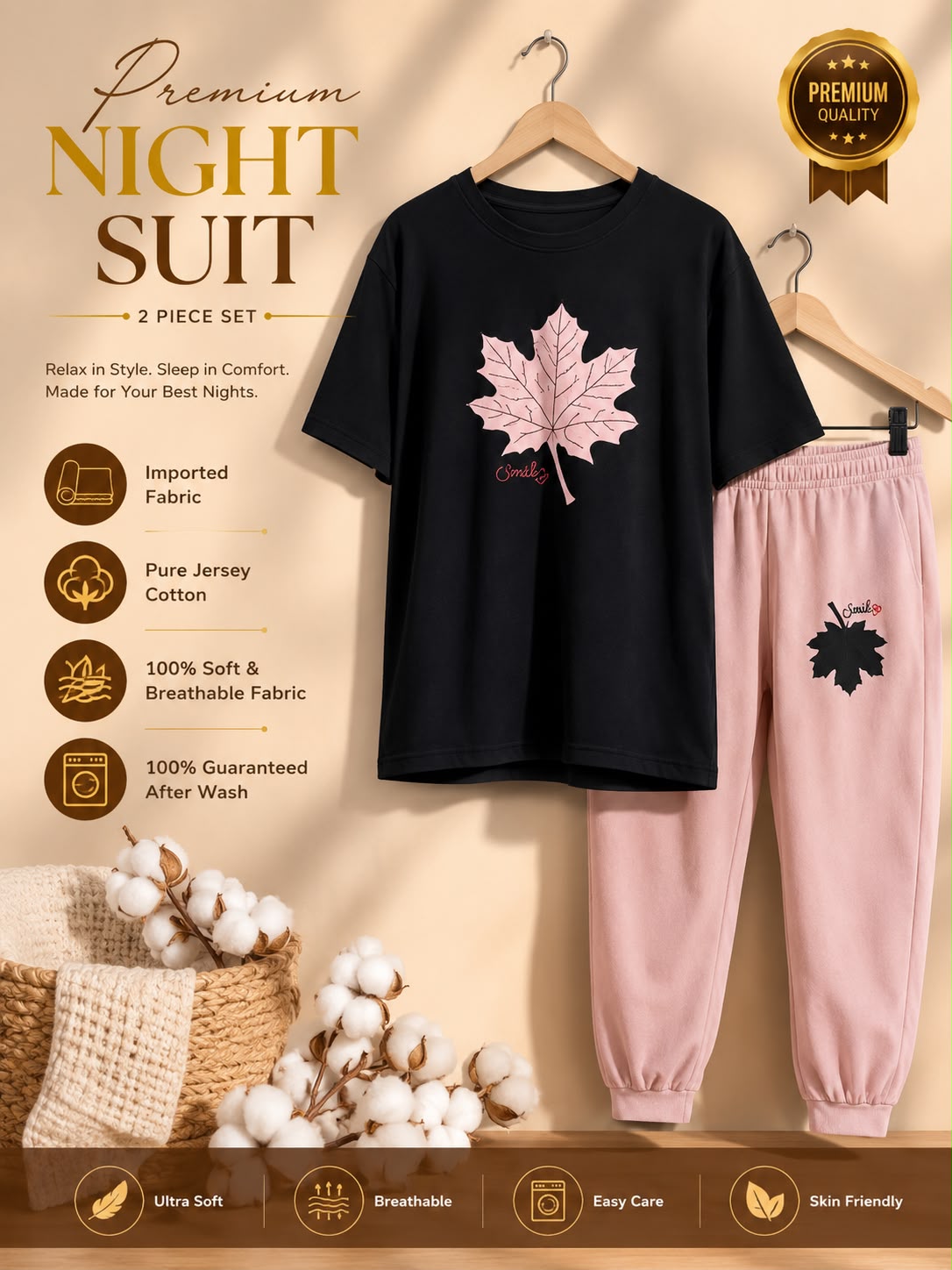 🎁 Premium Love Print Night Suit Set – Trendy & Comfortable 💖
