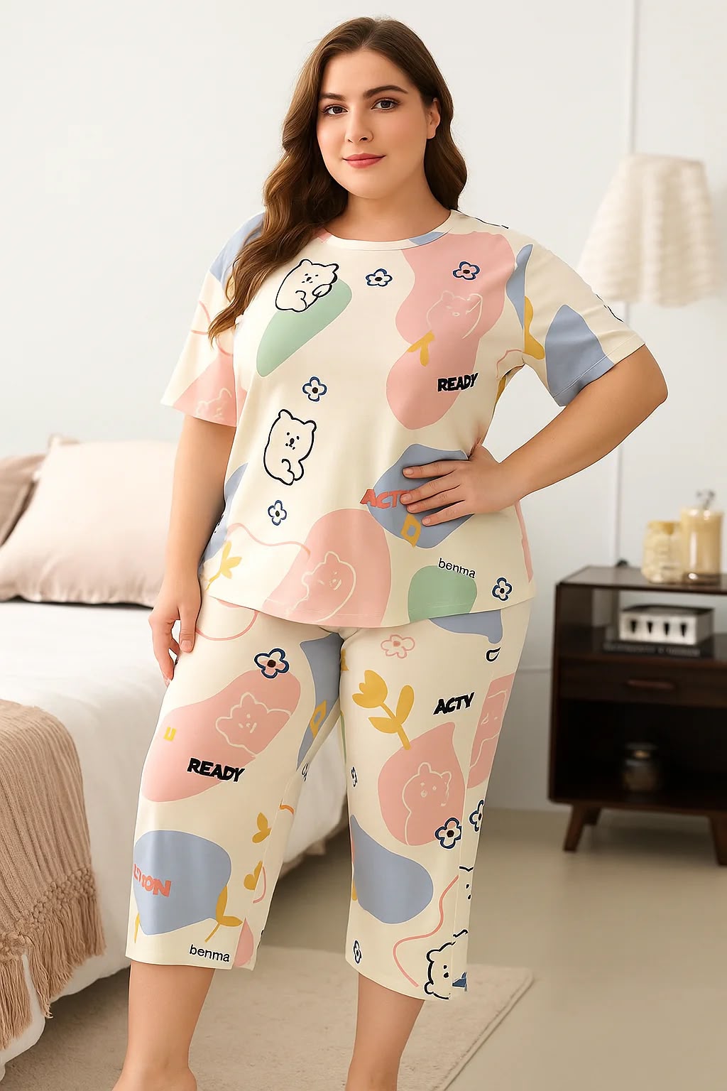 🎁 Premium Love Print Night Suit Set – Trendy & Comfortable 💖