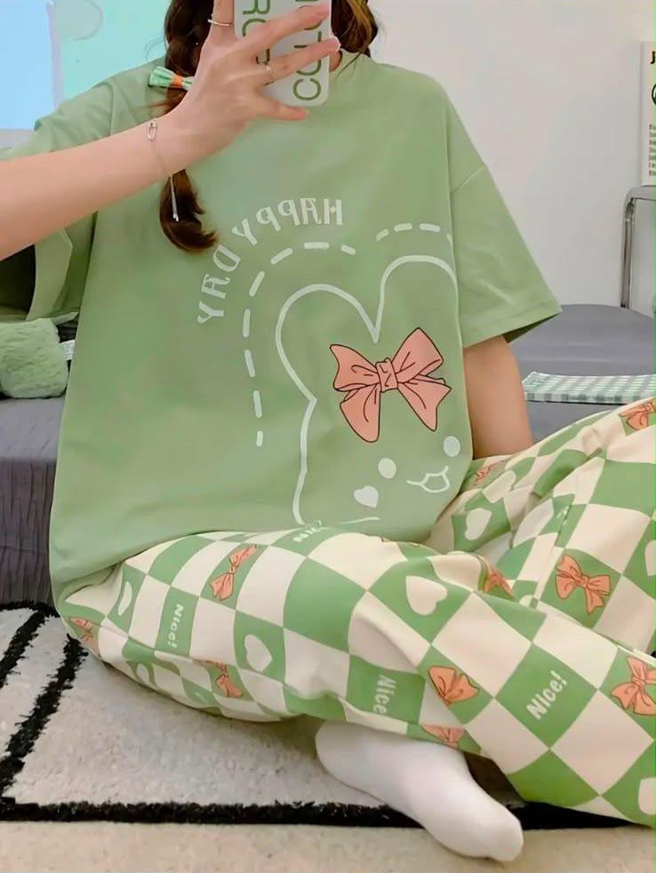 🎁 Premium Love Print Night Suit Set – Trendy & Comfortable 💖
