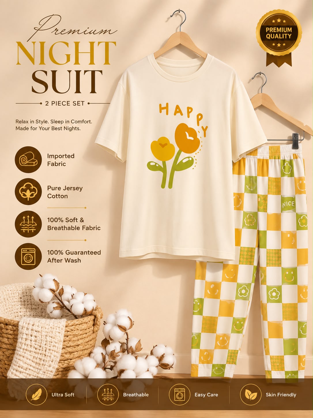 🎁 Premium Love Print Night Suit Set – Trendy & Comfortable 💖