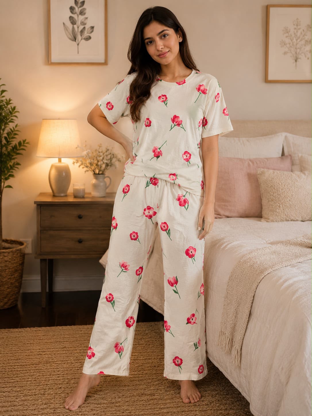 🎁 Premium Love Print Night Suit Set – Trendy & Comfortable 💖