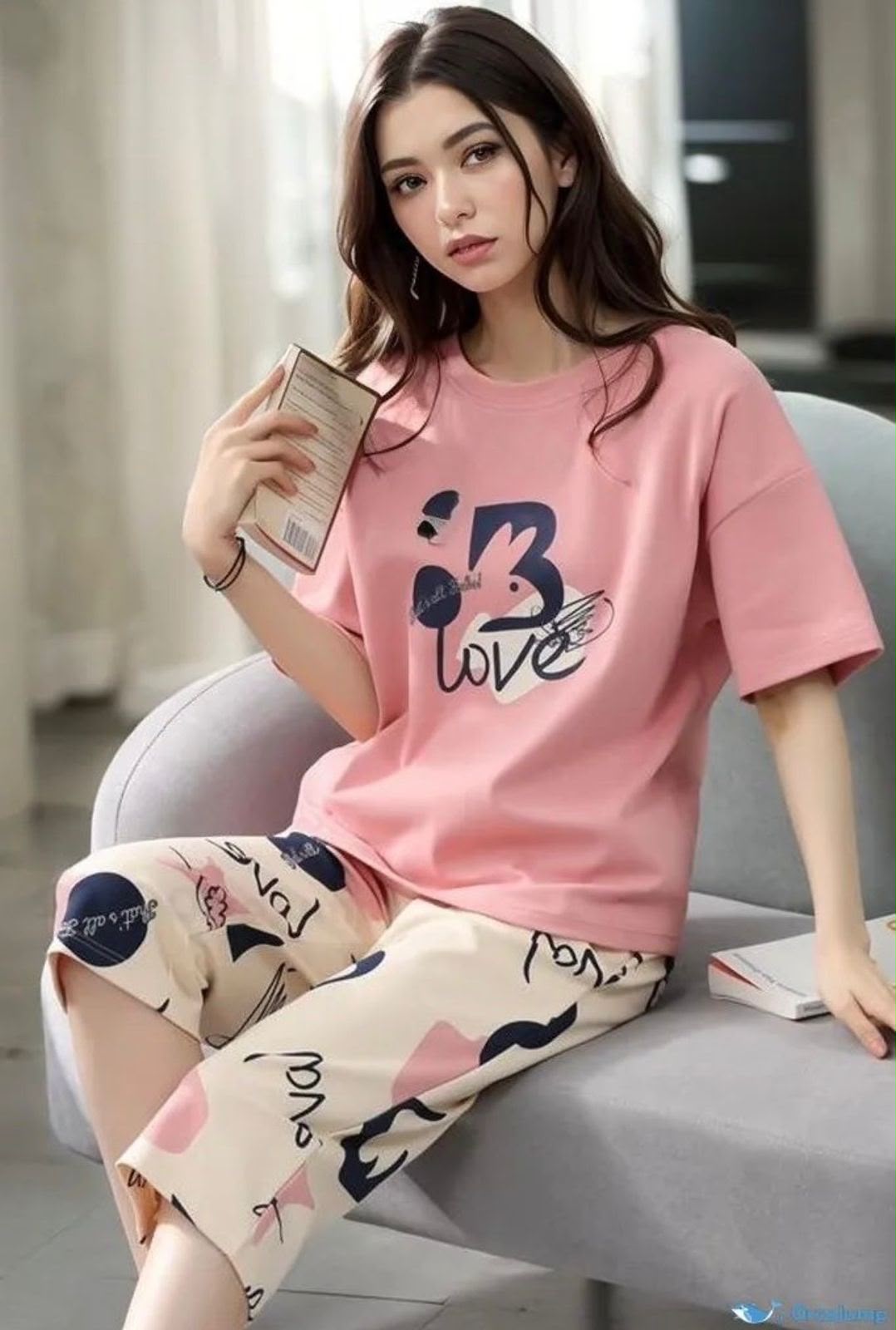 🎁 Premium Love Print Night Suit Set – Trendy & Comfortable 💖