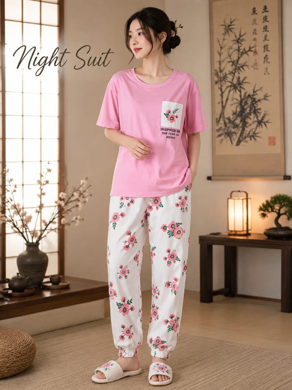 🎁 Premium Love Print Night Suit Set – Trendy & Comfortable 💖