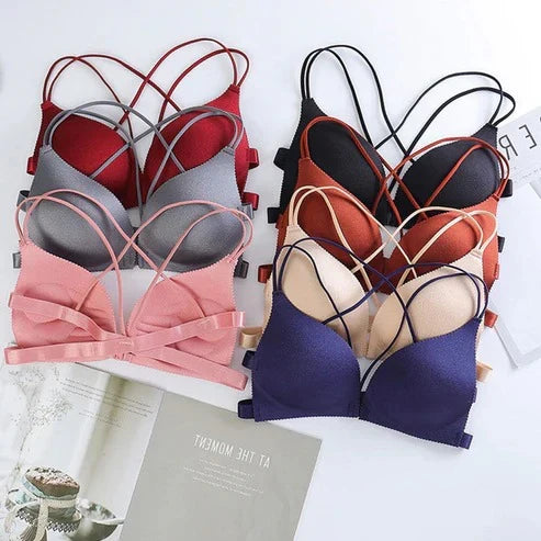 "Seamless Front-Closure Beauty Back Bra – Lightly Padded Comfort & Support"