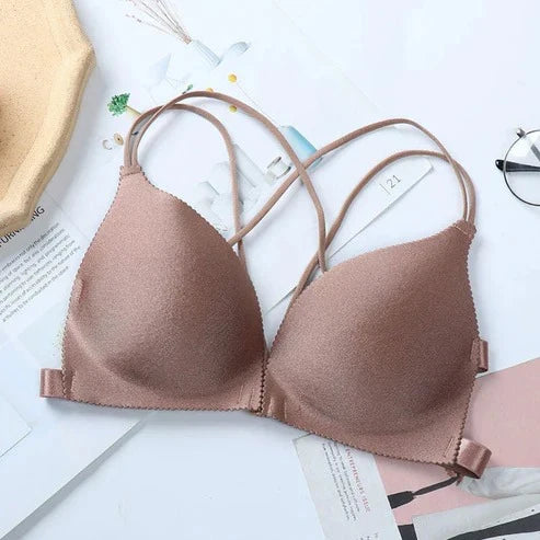 "Seamless Front-Closure Beauty Back Bra – Lightly Padded Comfort & Support"