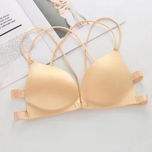 "Seamless Front-Closure Beauty Back Bra – Lightly Padded Comfort & Support"