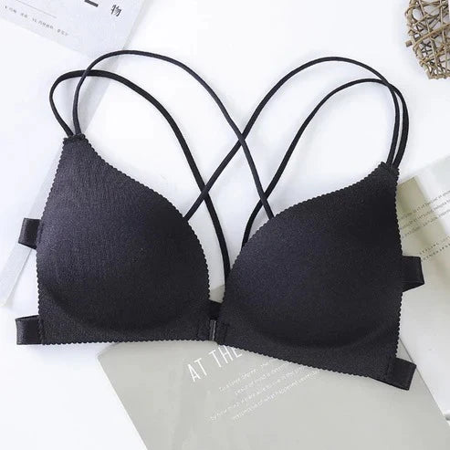 "Seamless Front-Closure Beauty Back Bra – Lightly Padded Comfort & Support"