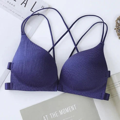 "Seamless Front-Closure Beauty Back Bra – Lightly Padded Comfort & Support"